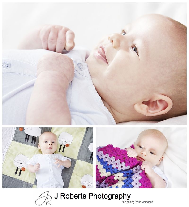 Baby portrait with special family items like hand made quilts - sydney baby portrait photographer